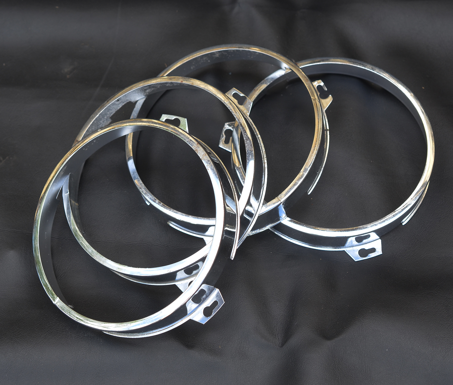 JENSEN INTERCEPTOR & FF CHROME HEADLAMP SURROUNDS X 4